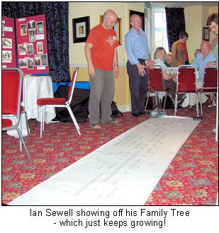 Ian Sewell showing off his Family Tree - which just keeps growing