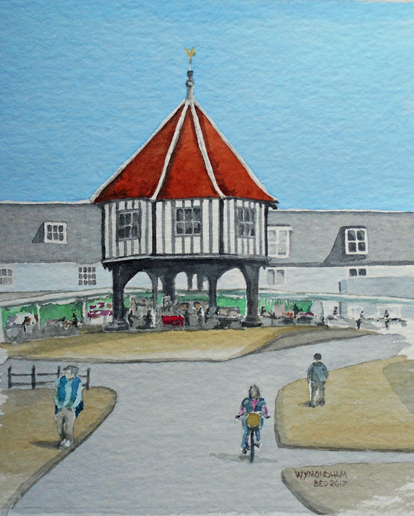 Wymondham Market Place. Water Colour by Brenda Ord