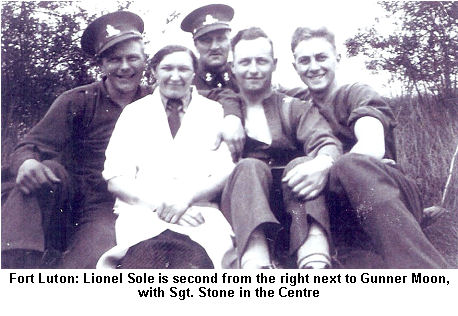 Fort Luton: Lionel Sole is second from the right next to Gunner Moon, with Sgt. Stone in the Centre