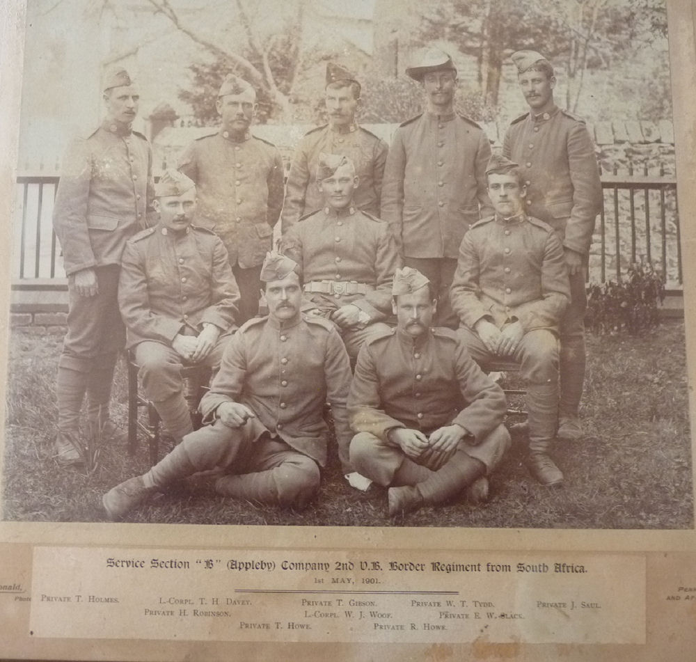 Service Section B (Appleby) Company 2nd V.B. Border Regiment from South Africa. 1st May 1901