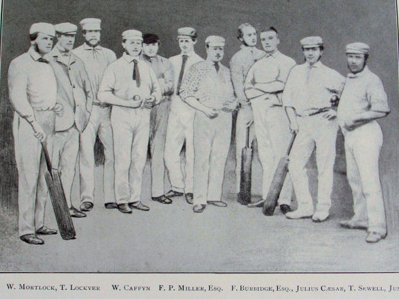 The Surrey team of 1861 in which Tom Sewell Jnr appears on the extreme right